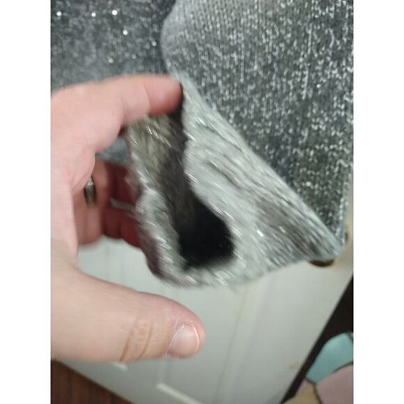 Liz Claiborne Woman XL Sweater Grey Sparkly Hi Low Ombre Striped Pullover - Picture 6 of 11